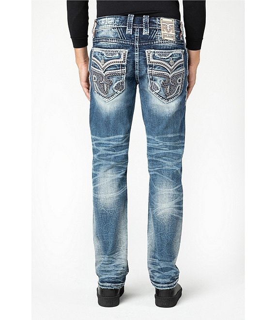 Rock Revival Brysen Straight-Leg Fleur-De-Lis-Embroidered Denim Jeans ...