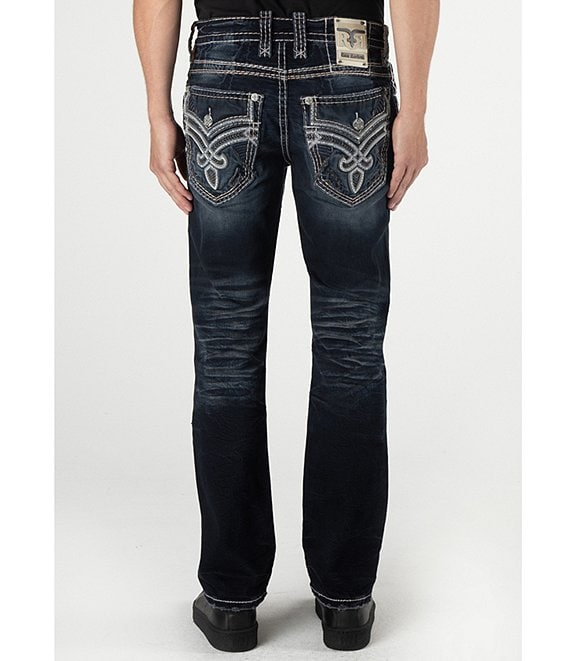 Rock Revival Karlo Straight-Leg Distressed Denim Jeans | Dillard's