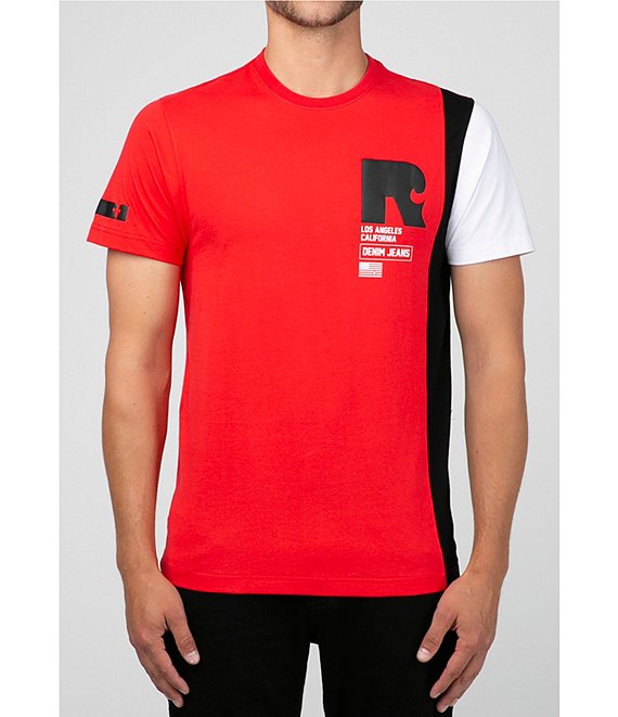 Color:Red/White/Black - Image 1 - Short-Sleeve Back Camo Graphic Printed Tee