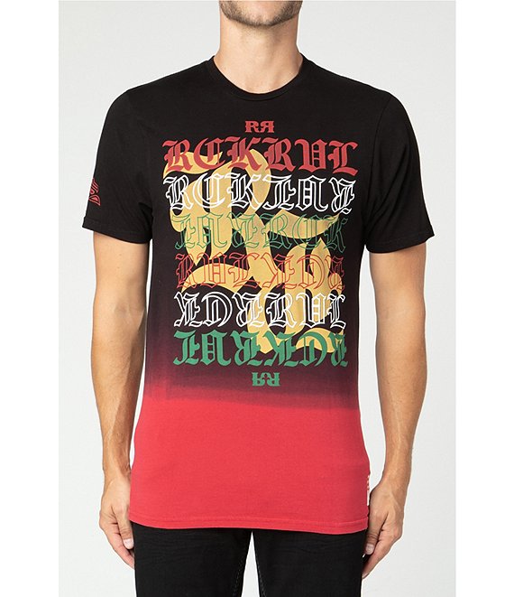 Color:Black/Red - Image 1 - Short Sleeve Logo Graduated Print T-Shirt
