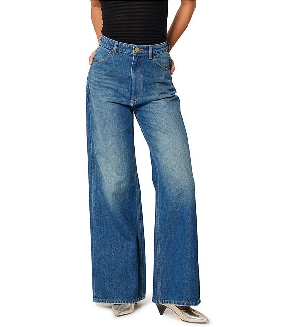 Rolla's Studio Flare Eclipse Vintage Super High Rise Wide Leg Jeans, Dark Vintage Blue - Image 1