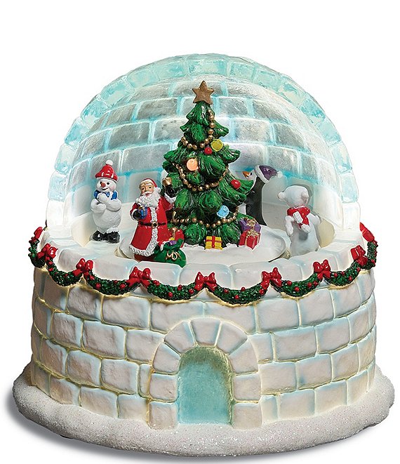 Roman Amusements Lighted Musical Rotating Holiday Characters Igloo Figurine