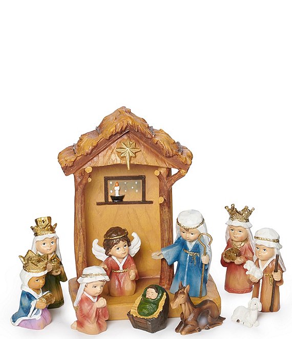 Roman Children's Pageant Nativity with Stable 11-Piece Mini Set