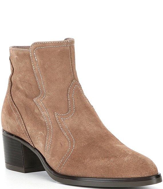 Ron White Wayva Weatherproof Suede Western Ankle Booties Dillard s