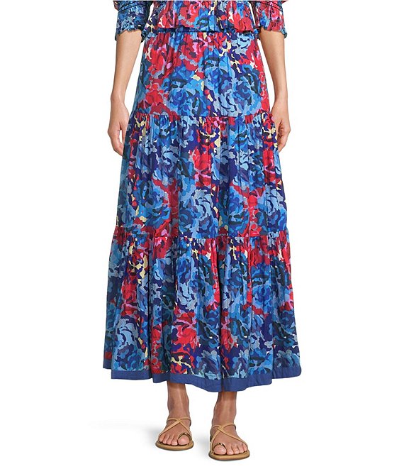 Ro's Garden Frilly Elastic Waist Coordinating A-Line Maxi Skirt | Dillard's