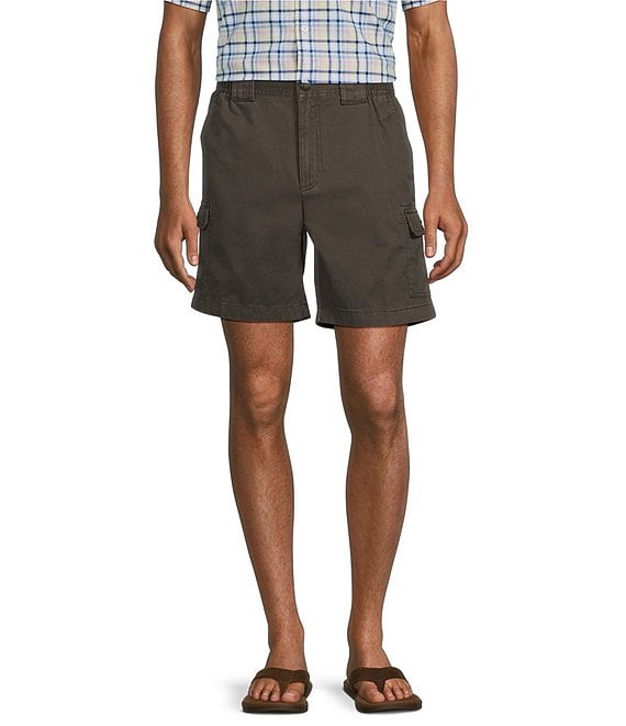 Color:Ash Brown - Image 1 - Flat Front 7#double; Inseam Hiker Chino Cargo Shorts