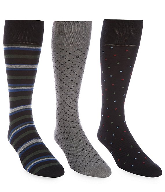 Roundtree & Yorke Assorted Dotted Crew Socks 3-Pack | Dillard's