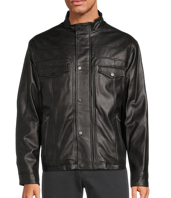 Roundtree & Yorke Big & Tall Faux Leather Hooded Jacket | Dillard's