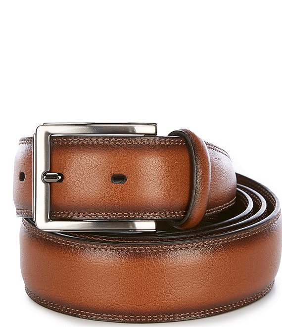 Roundtree & Yorke Big & Tall Honey Leather Belt, Luggage - Image 1
