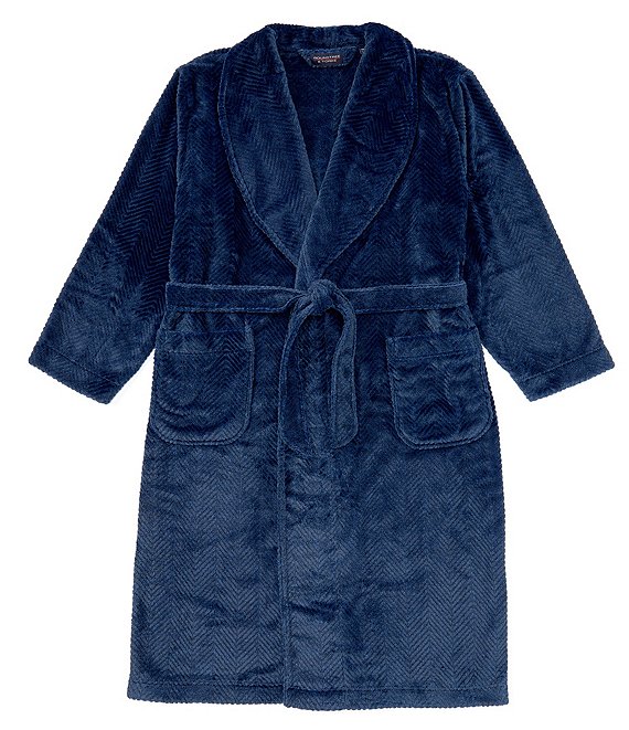 Roundtree & Yorke Big & Tall Long-Sleeve Solid Plush Robe