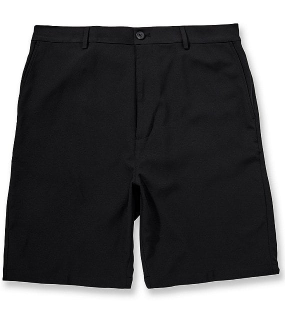 Roundtree & Yorke Big & Tall Performance Flat Front Partial E-Waist 7#double; Inseam Shorts