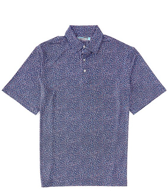 Color:Peacoat - Image 1 - Big & Tall Short Sleeve Performance Mini Floral Printed Polo
