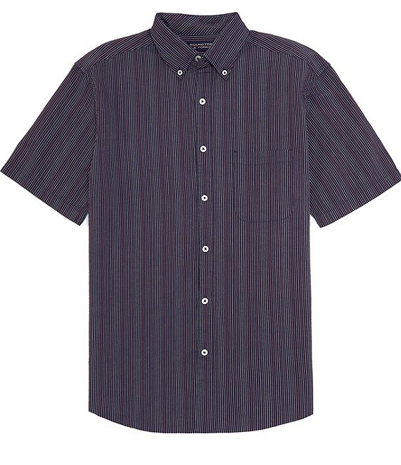 Roundtree & Yorke Big & Tall Short Sleeve Stripe Seersucker Sport Shirt ...