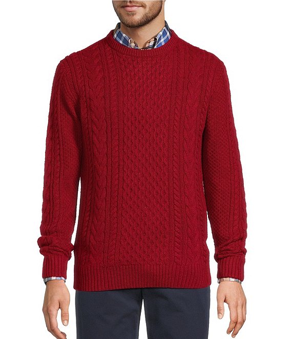 Roundtree & Yorke Big & Tall Solid Long Sleeve Cable Knit Sweater