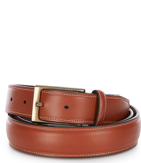 Roundtree & Yorke Big & Tall Stitched Edge Leather Belt
