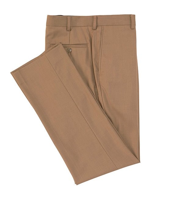 Color:Khaki - Image 1 - Big & Tall Travel Smart Comfort Classic Fit Flat Front Non-Iron Dress Pants
