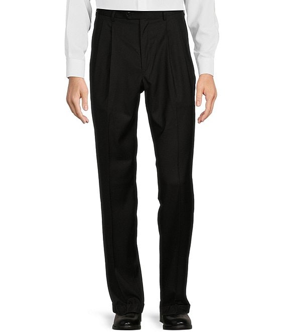 Color:Black - Image 1 - Big & Tall TravelSmart Ultimate Comfort Classic Fit Pleat Front Non-Iron Twill Dress Pants