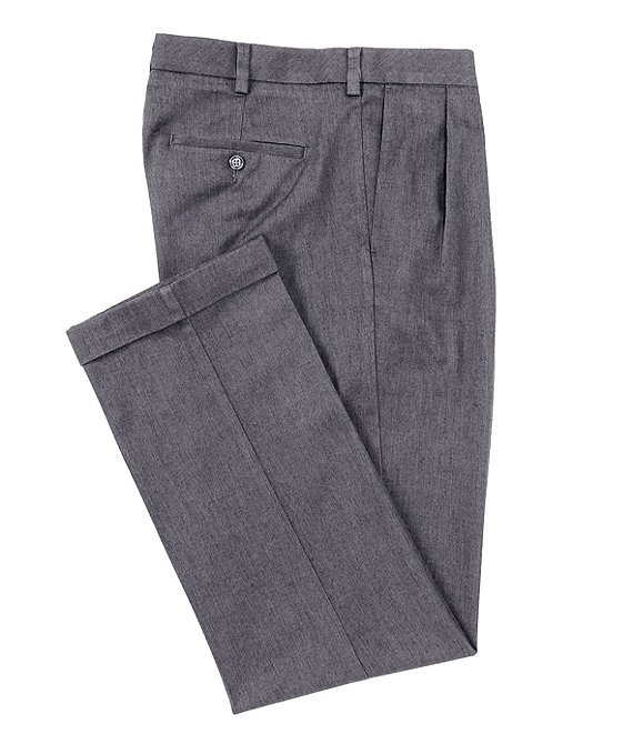 Color:Charcoal Heather - Image 1 - Big & Tall TravelSmart CoreComfort Non-Iron Pleated Classic/Relaxed Fit Chino Pants