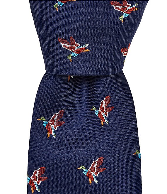 Roundtree & Yorke Bird Conversational Silk Traditional Tie