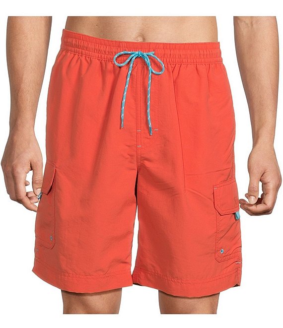 Roundtree & Yorke Boardwalk Cargo 9#double; Solid Swim Trunk