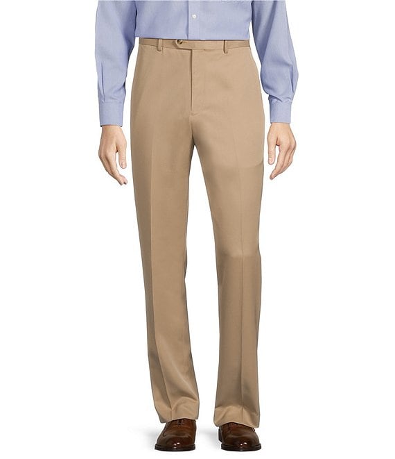 Color:Light Khaki - Image 1 - TravelSmart Classic Fit Non-Iron Ultimate Comfort Microfiber Flat-Front Dress Pants