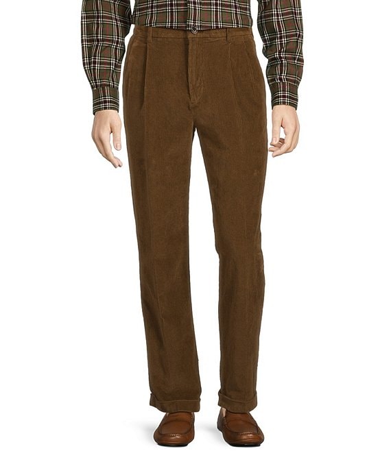 IDEALSANXUN Mens Corduroy Pants Pleated Casual Straght Leg Fall Winter  Dress Pant Trouser(Brown New, 32) at Amazon Men's Clothing store