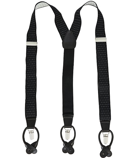 Roundtree & Yorke Dot Print Convertible Y-Back Suspenders