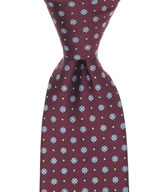 Roundtree & Yorke Drew Mini Medallion Traditional Silk Blend Tie