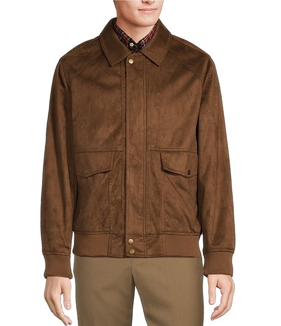 Roundtree & Yorke Faux Sueded Point Collar Bomber Jacket | Dillard's