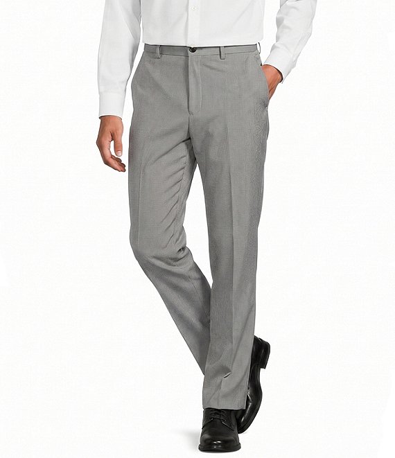 Roundtree & Yorke Flat Front Classic Fit Performance Textured Dress Pants