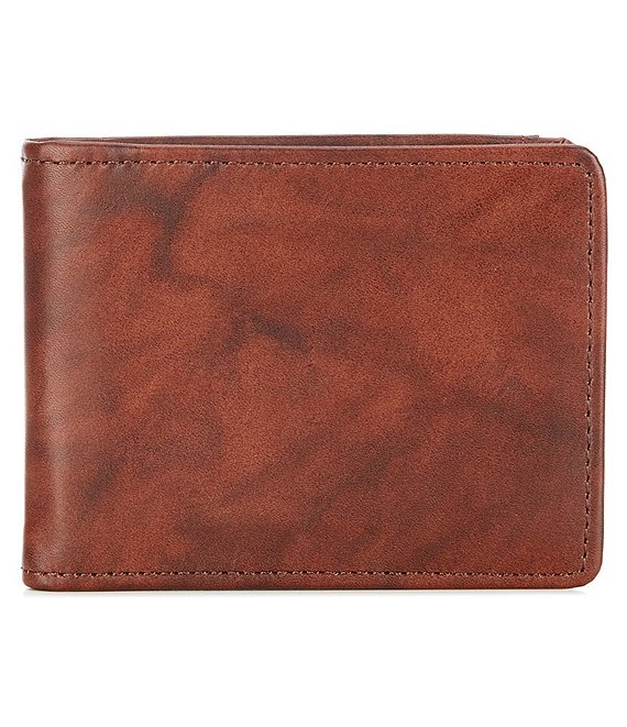 Color:Brown - Image 1 - Front Pocket Flip Clip Leather Wallet