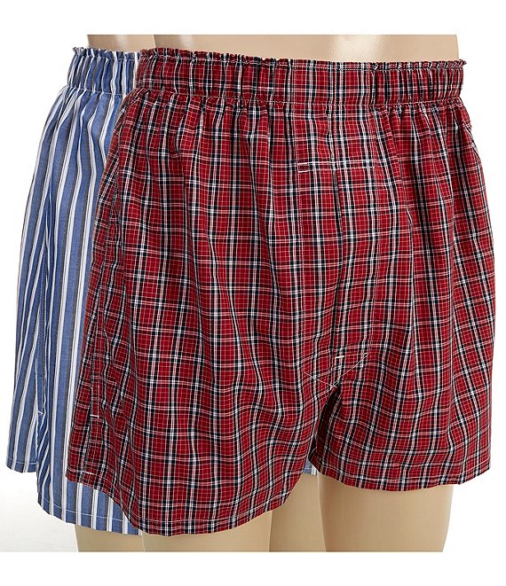 Roundtree & Yorke Full Cut 3.5#double; Inseam Plaid/Stripe Boxers 2-Pack