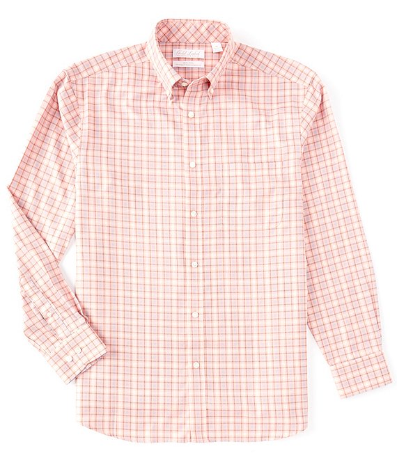 Color:Soft Coral - Image 1 - Gold Label Long Sleeve Plaid Button Down Shirt