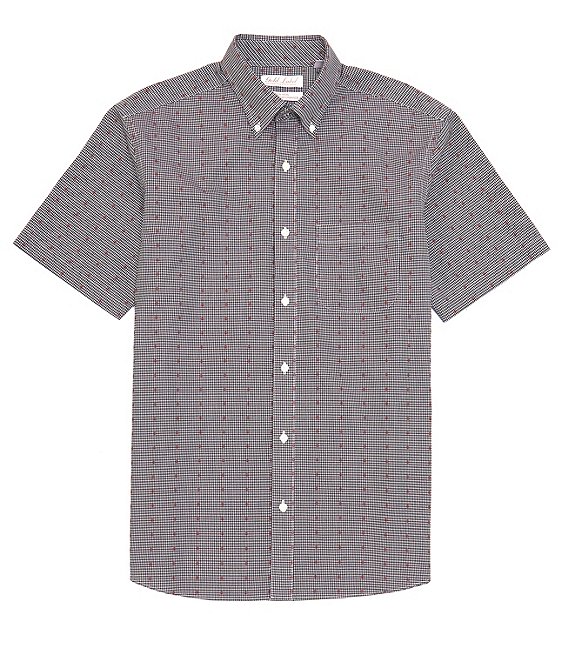 Gold Label Roundtree & Yorke Short Sleeve Button Down Checked Dobby ...