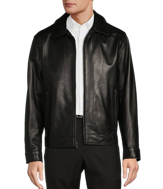 ROUNDTREE shops & YORKE Mens Lamb Leather Jacket