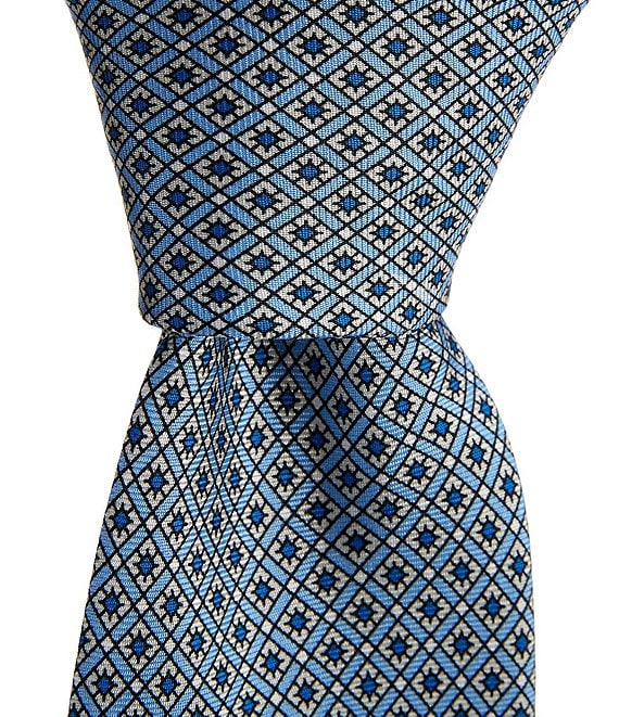 Roundtree & Yorke Ledger Windowpane Silk Tradiional Tie
