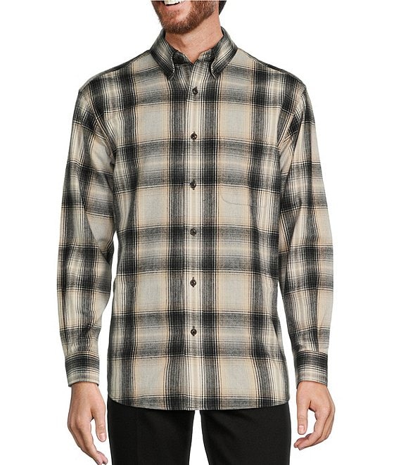 Roundtree & Yorke Long Sleeve Medium Plaid Flannel Sport Shirt | Dillard's