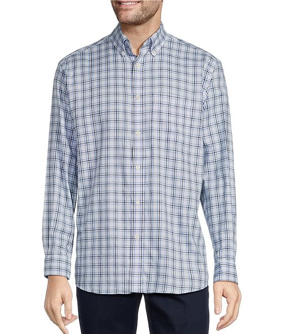 Roundtree & Yorke Long Sleeve Medium Plaid Twill Sport Shirt | Dillard's
