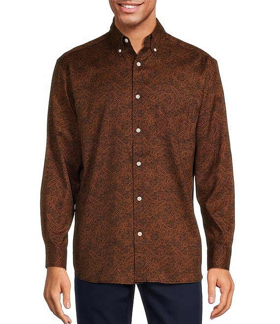 Roundtree & Yorke Long Sleeve Oxford Button Down Collar Paisley