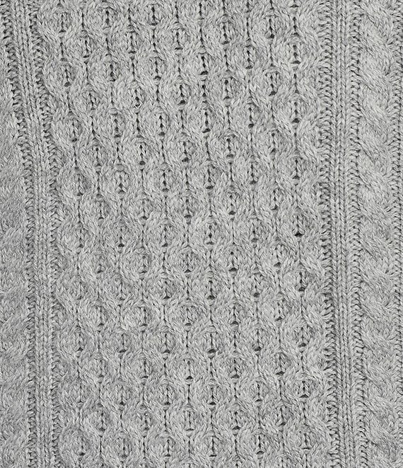 Roundtree & Yorke Long Sleeve Solid Cable Knit Crew Sweater
