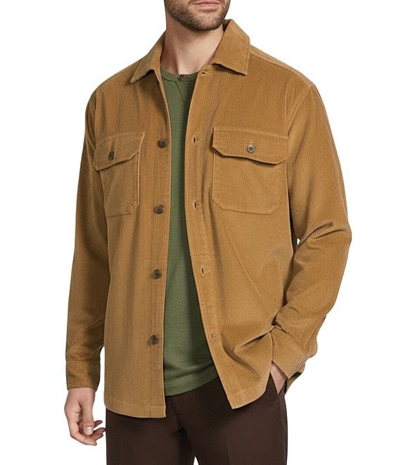 Roundtree & Yorke Long Sleeve Solid Corduroy Shirt Jacket