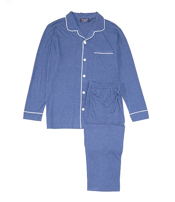 Roundtree & Yorke Long-Sleeve Solid Pajama Top & Matching Pajama Pant Set