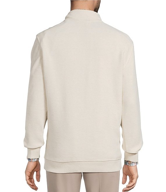 Roundtree & Yorke Long Sleeve Solid Textured Quarter Zip Pullover