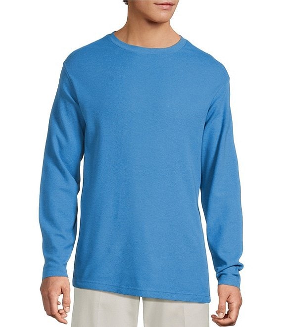 Roundtree & Yorke Long Sleeve Solid Waffle Crewneck Pullover