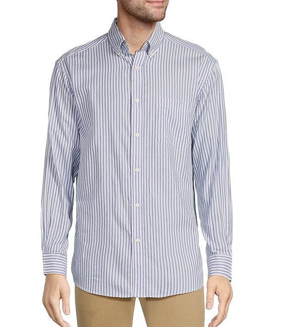Roundtree & Yorke Long Sleeve Striped Twill Sport Shirt | Dillard's