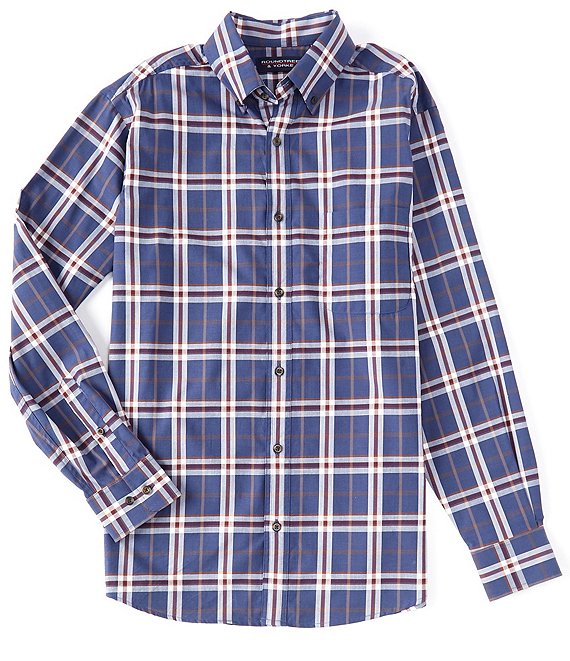 Roundtree & Yorke Long-Sleeve Windowpane Chambray Shirt | Dillard's