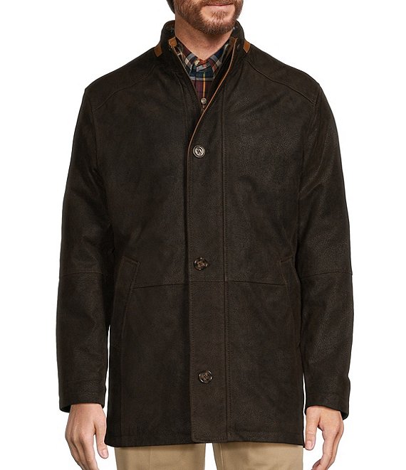 Roundtree & Yorke Midlength Suede Jacket with Faux Fur Interior Collar ...
