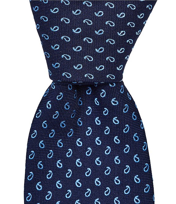 Roundtree & Yorke Mini Textured Paisley Silk Traditional Tie