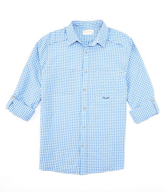 Color:Blue - Image 1 - Outdoors Long Sleeve Checked Vented Capeback Shirt