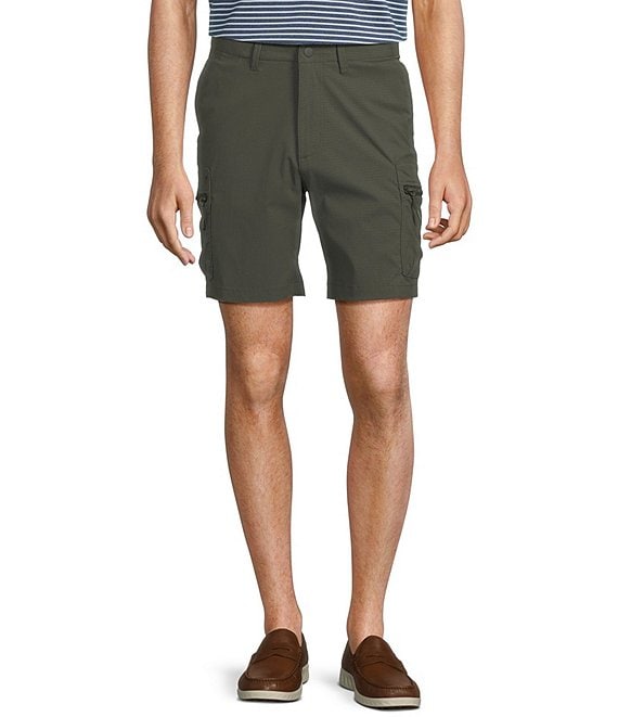Roundtree & Yorke Performance Classic Fit Flat Front 8#double; Cargo Shorts, Deep Olive - Image 1